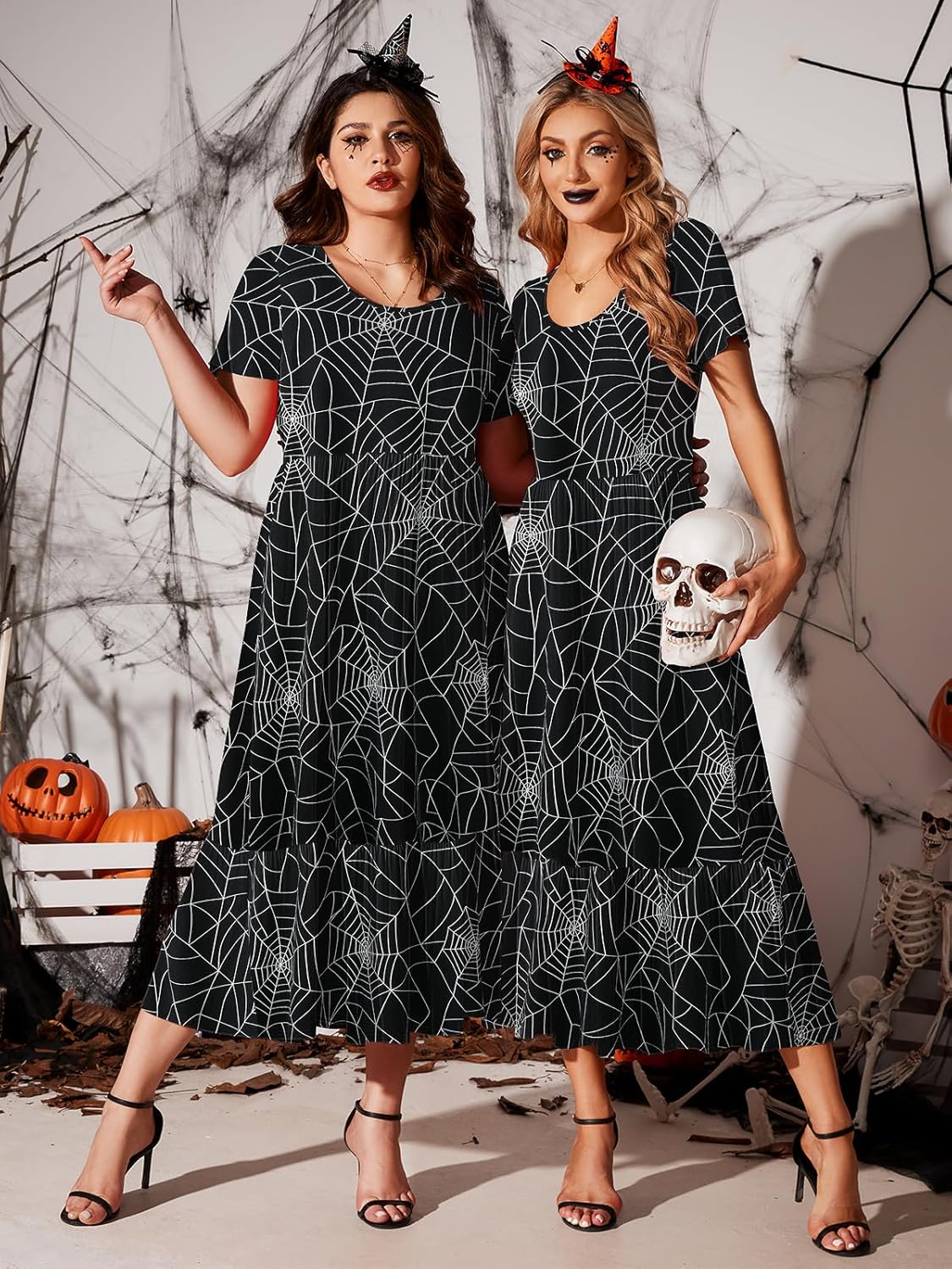 LARACE Plus Size Dresses for Women Summer Casual Short Sleeve Long Dress Flowy Maxi Beach Dresses with Pockets L-6XL