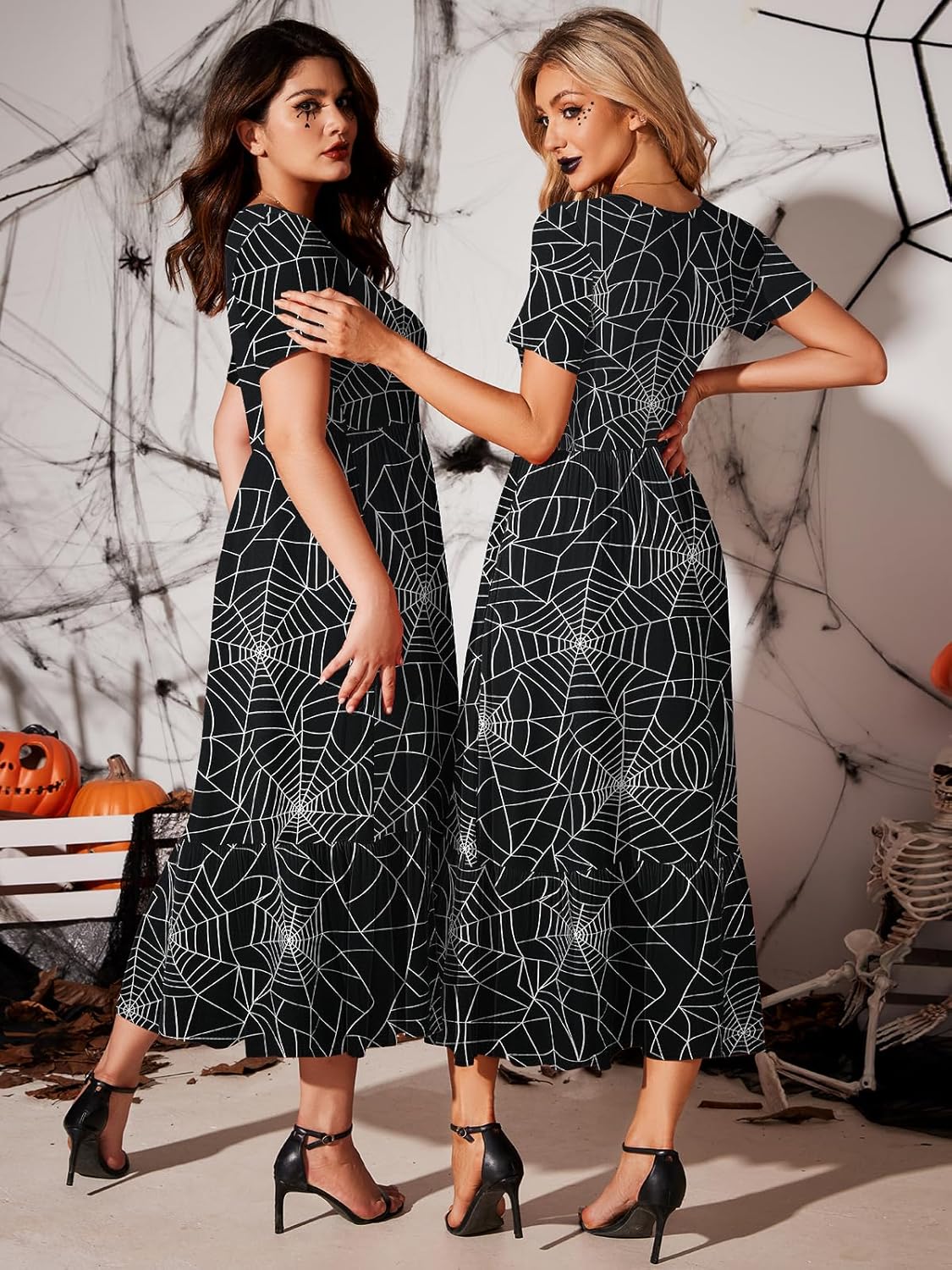 LARACE Plus Size Dresses for Women Summer Casual Short Sleeve Long Dress Flowy Maxi Beach Dresses with Pockets L-6XL