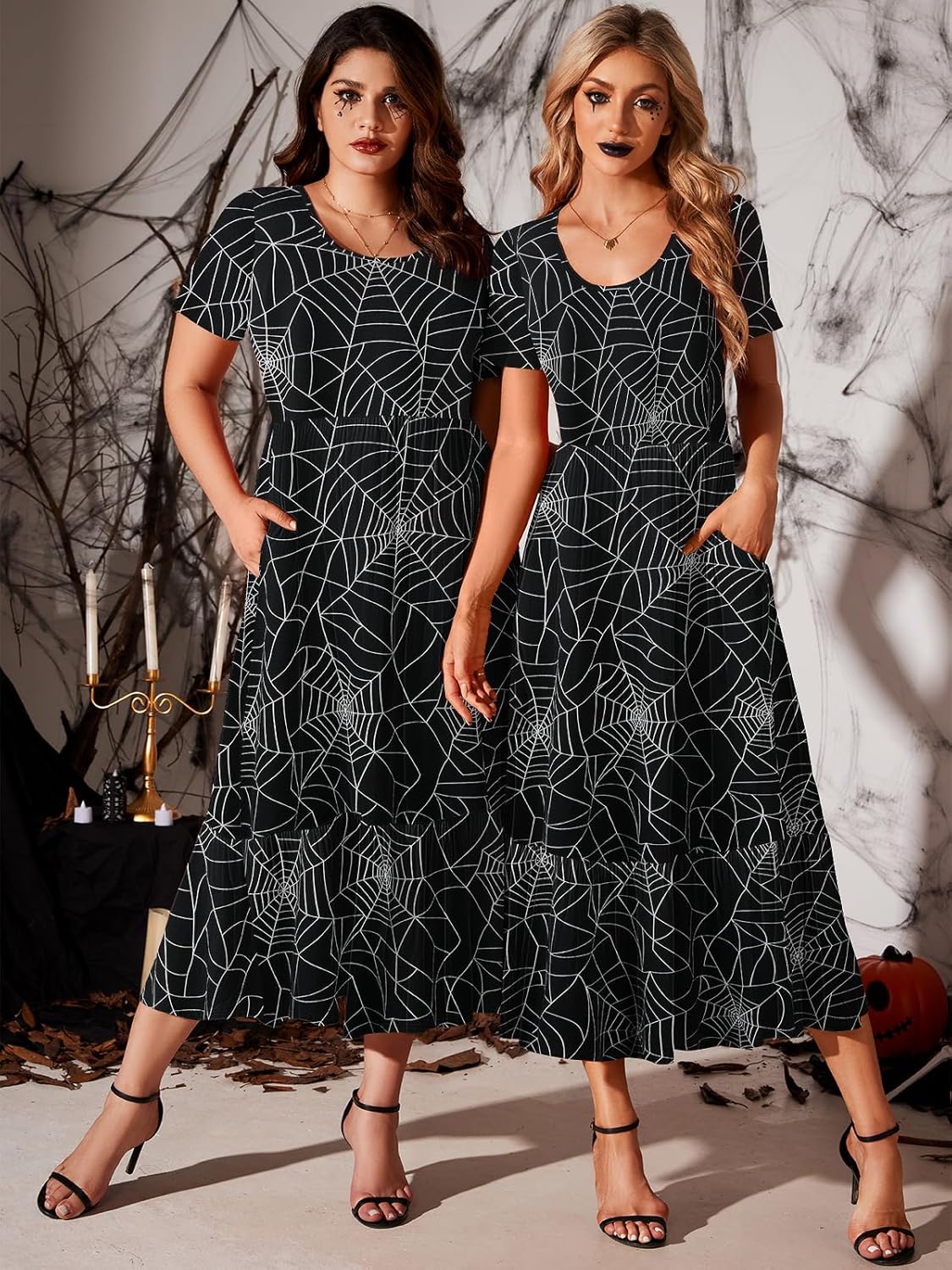 LARACE Plus Size Dresses for Women Summer Casual Short Sleeve Long Dress Flowy Maxi Beach Dresses with Pockets L-6XL